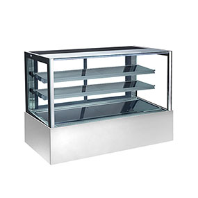 Standing up Commercial Glass Bakery Cake Display Counter Refrigerated